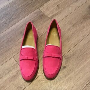 Women’s J. Crew Factory Pink Suede Loafers Size 10